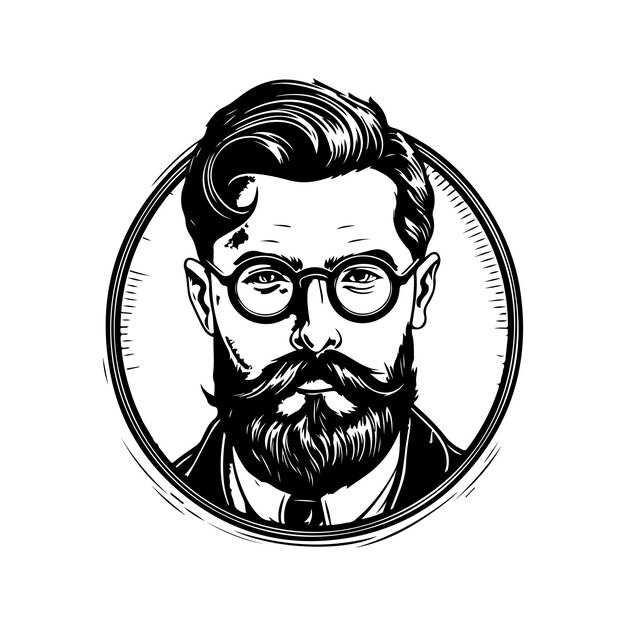 Hipster rijke vintage logo lijntekeningen concept zwart-witte kleur hand getekende illustratie