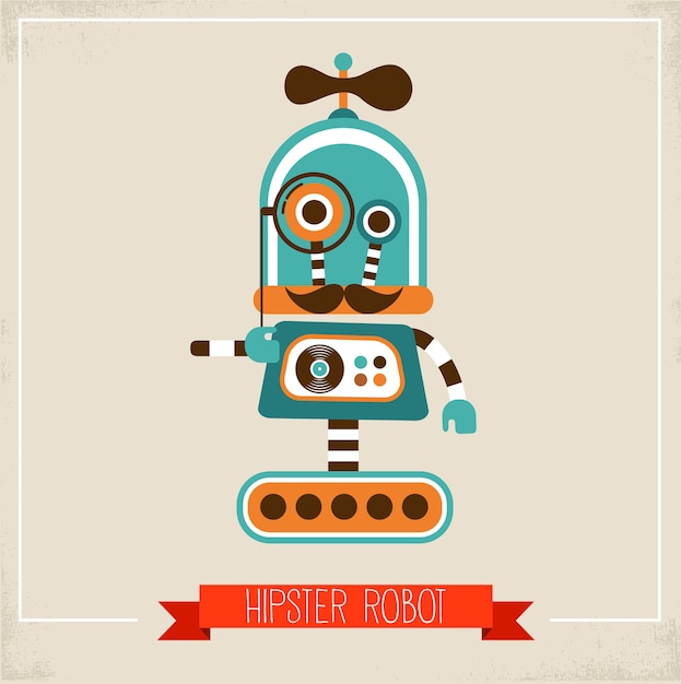 Hipster robot character