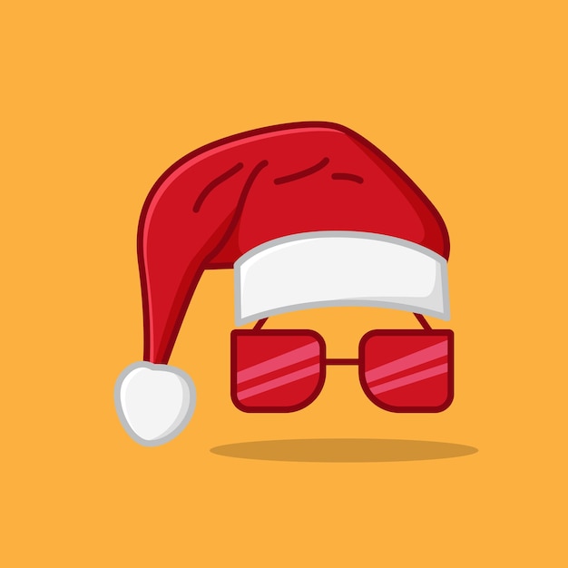 Vector hipster santa claus with cool beard and red glasses