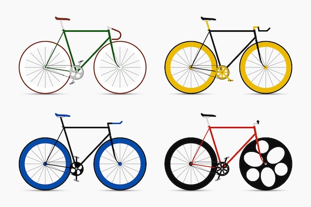 Hipster single speed bikes set City bicycles with fixed gear