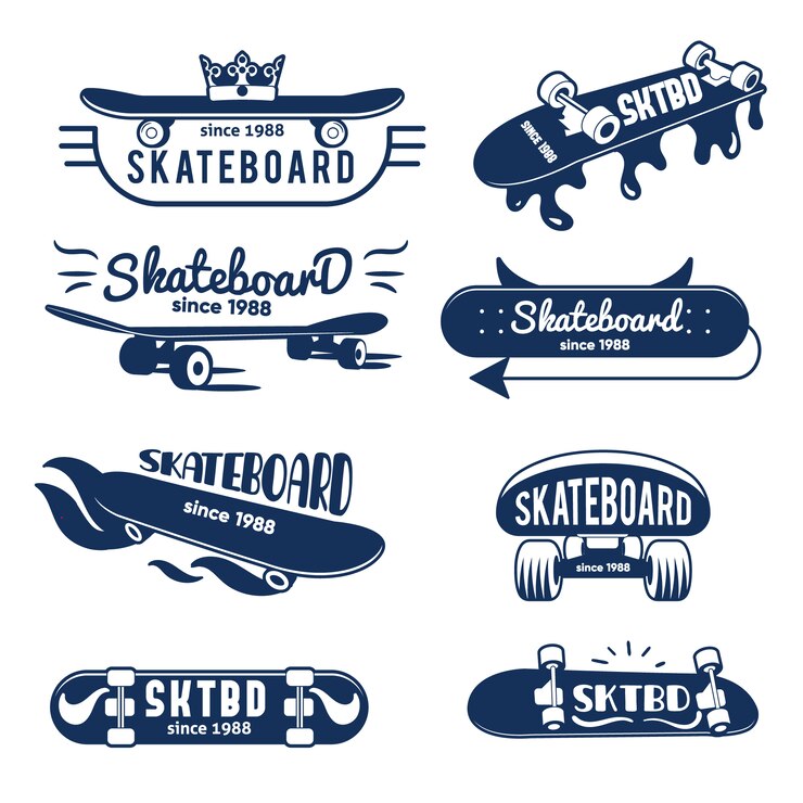 Vector hipster skateboard logo en badges collection