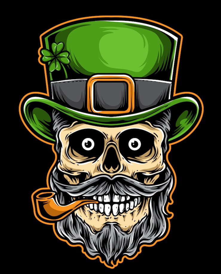 Vector hipster skull green hat