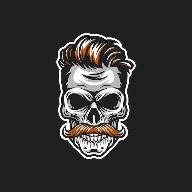 Vector hipster skull vector head illustration