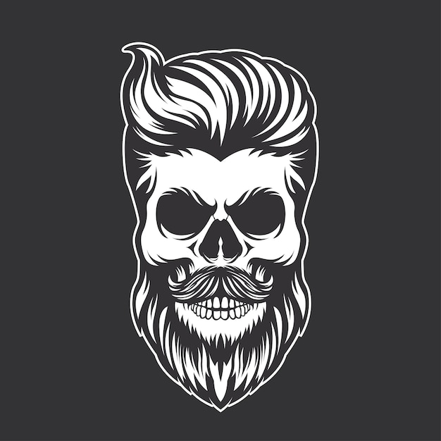 Cranio hipster con barba e baffi illustrazione vettoriale