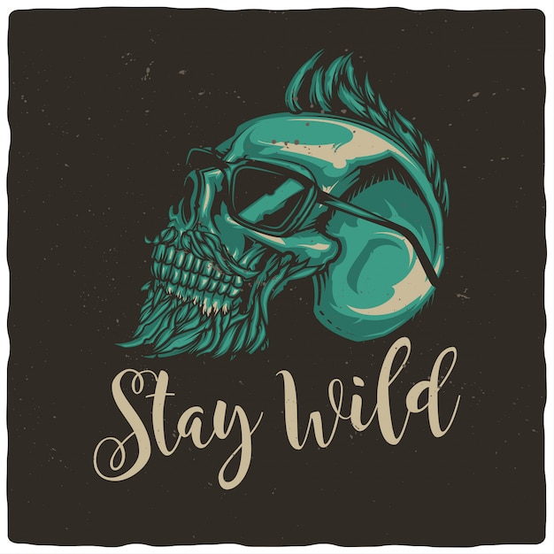 Vector hipster skull