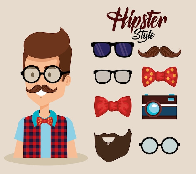 Hipster-stijl avatar met accessoires