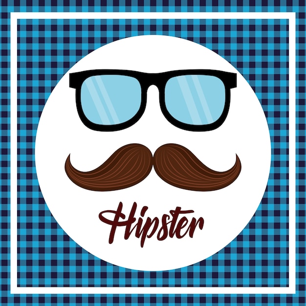 Hipster style mustache and glasses