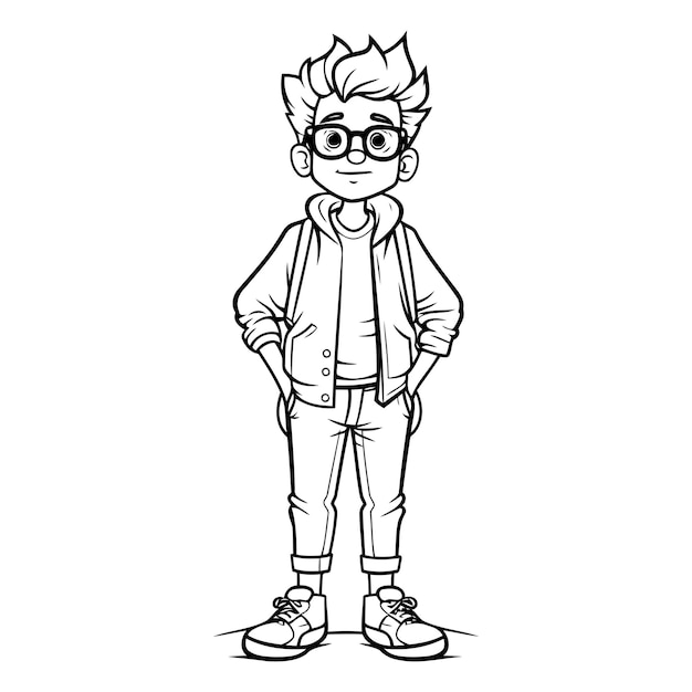 Vector hipster teenager boy cartoon character vector illustratie grafisch ontwerp