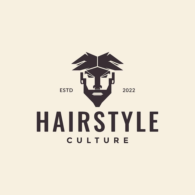 Hipster unique young hairstyle logo design vector graphic symbol icon illustration creative idea