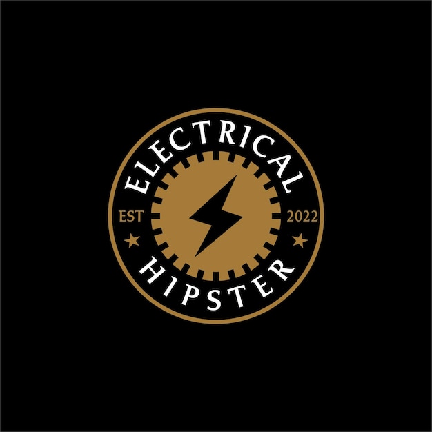 Hipster vintage retro electric stamp logo design