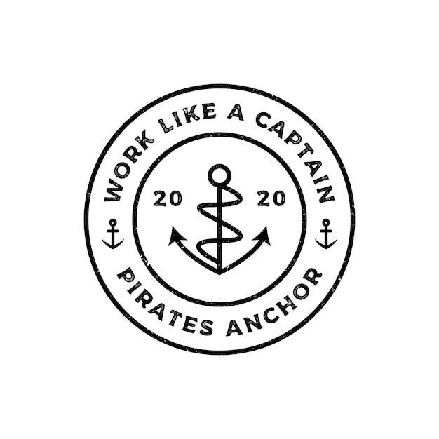 Hipster vintage retro grunge anchor line art logo design template