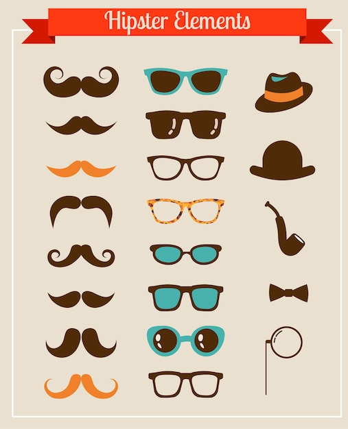 Hipster vintage retro set van pictogrammen en illustraties