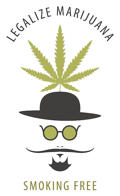 hipstergezicht en cannabisblad