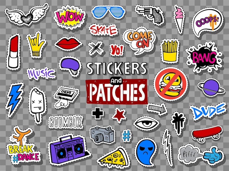 Vector hipsters tieners stickers en patches