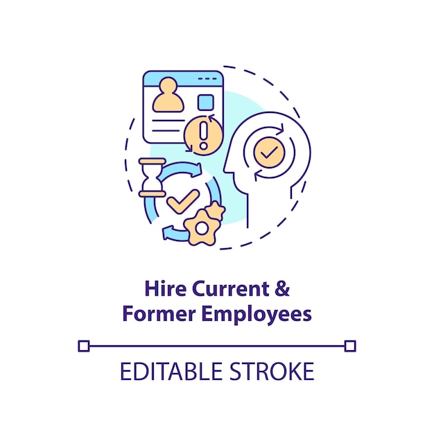 Hire current and former employees concept icon