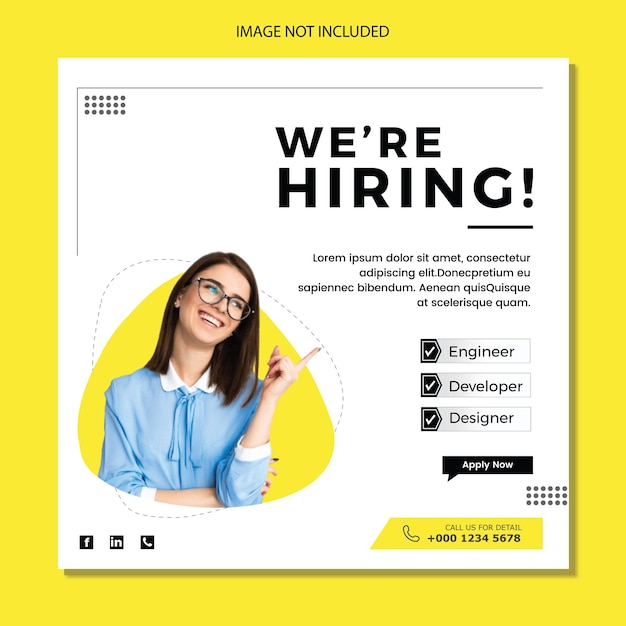 Vector hiring announcement square fllyer template.