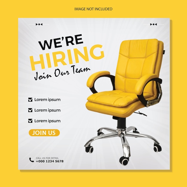 Vector hiring announcement square fllyer template.