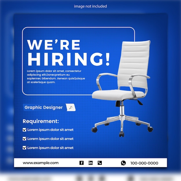 Vector hiring announcement square fllyer template