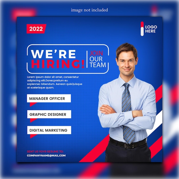 Hiring announcement square fllyer template