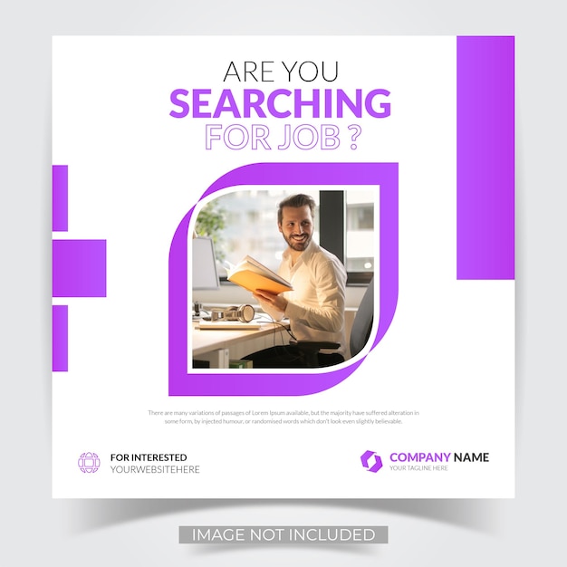 Hiring announcement square job vacancy web banner and social media post template Premium Vector