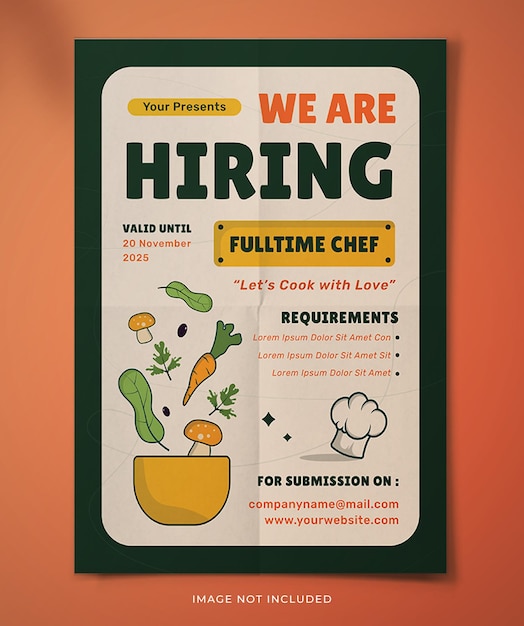 Vector hiring chef cooking flyer design