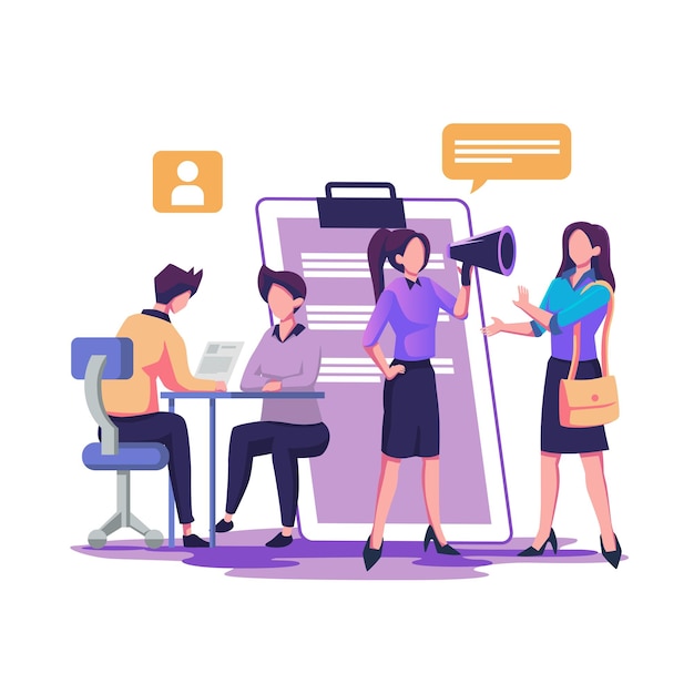 Hiring employee flat style illustration design