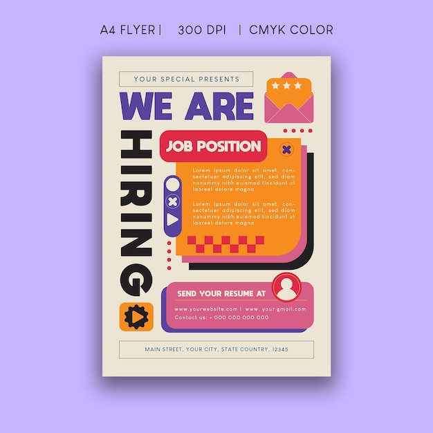 Vector hiring flyer and recruitment flyer