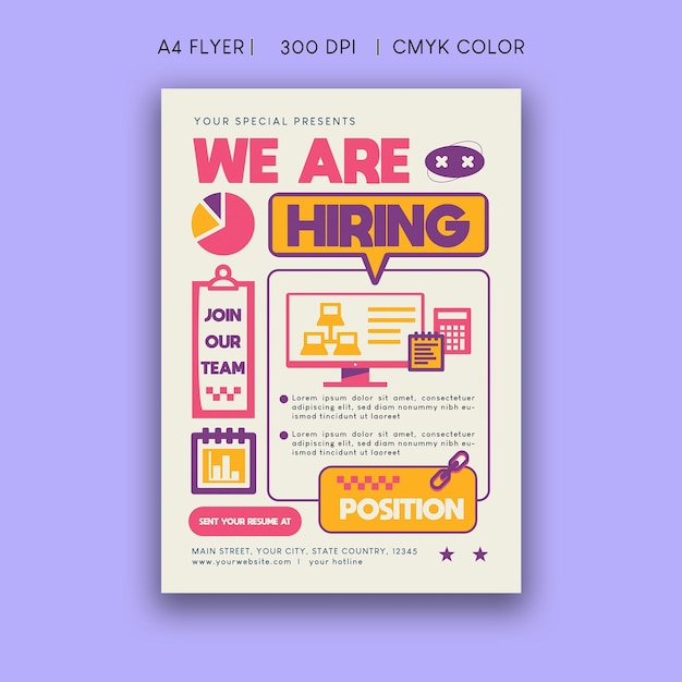 Vector hiring flyer and recruitment flyer