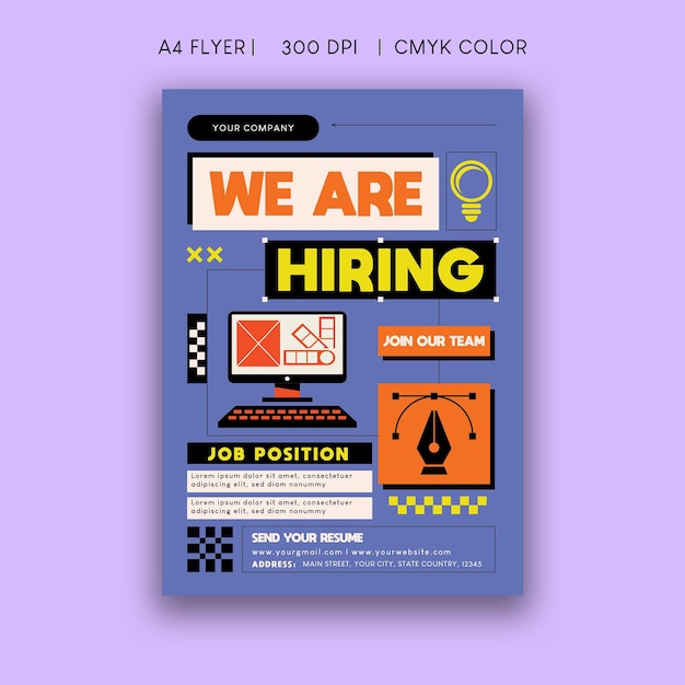 Vector hiring flyer and recruitment flyer