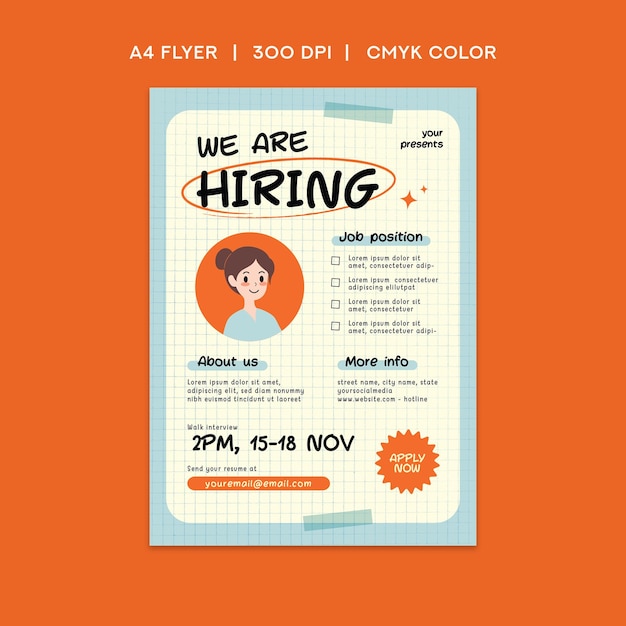 Vector hiring flyer and recruitment flyer