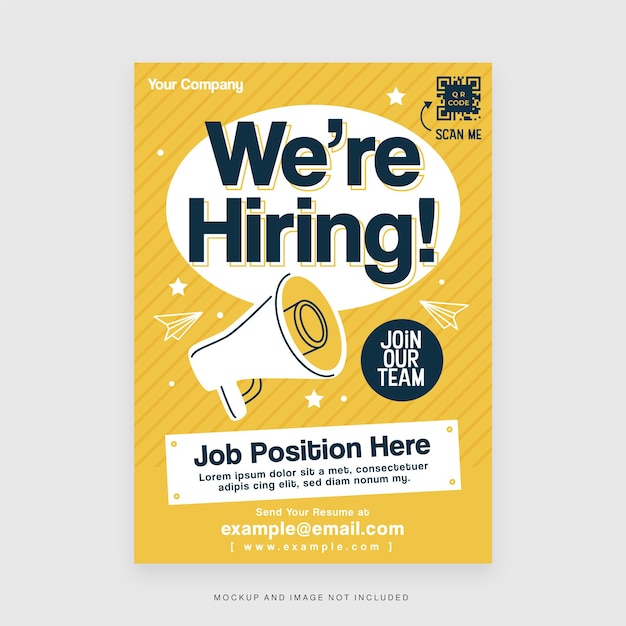 Vector hiring job announcement flyer template in vector