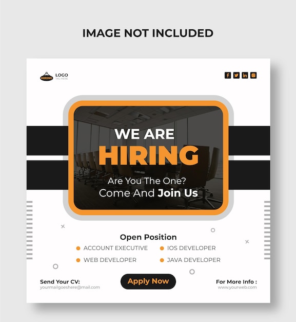 hiring job position square banner or social media post template