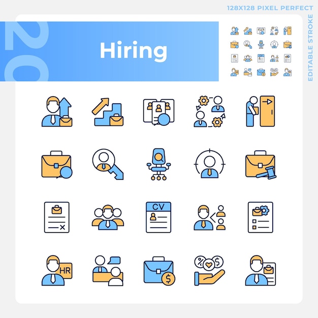 Hiring pixel perfect RGB color icons set