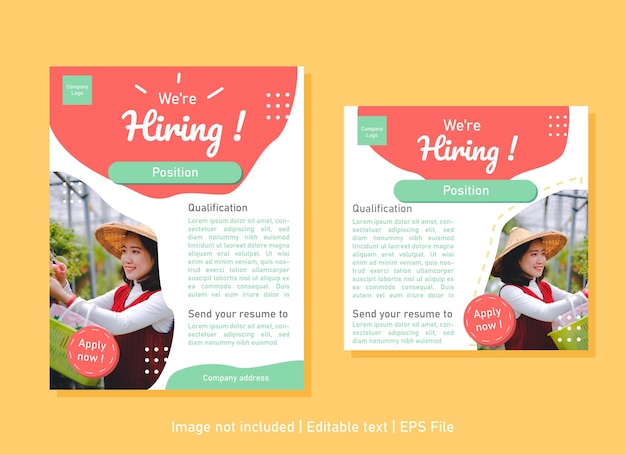 Hiring posters for social media with a cute colorful style