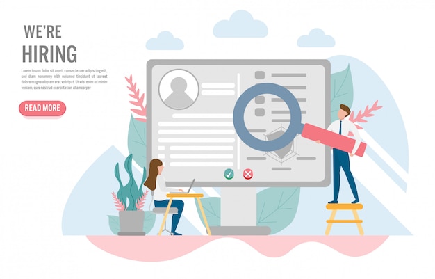 Hiring and recruitment concept in flat design