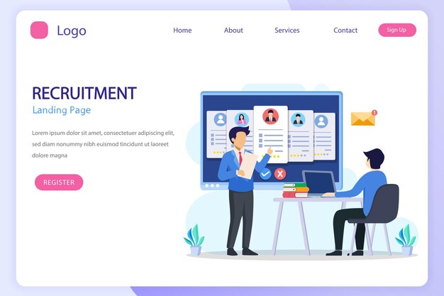 Hiring and recruitment concept Job interview recruitment agency vector illustration