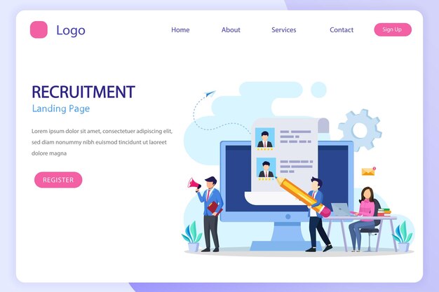 Hiring and recruitment concept Job interview recruitment agency vector illustration