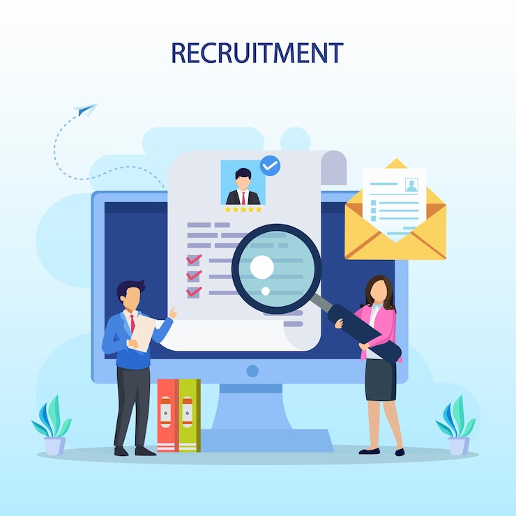 Vector hiring and recruitment concept job interview recruitment agency vector illustration