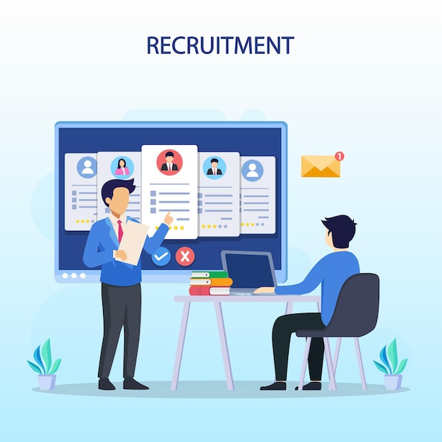 Hiring and recruitment concept job interview recruitment agency vector illustration