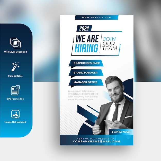 Vector hiring recruitment job stories social media post banner template