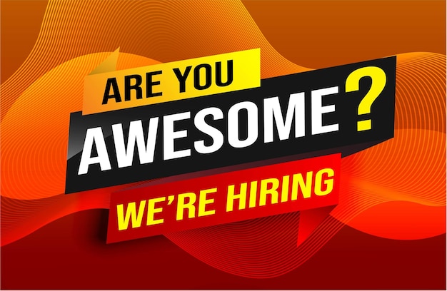 Vector hiring recruitment join now design for banner poster are you awesome lettering with geometric