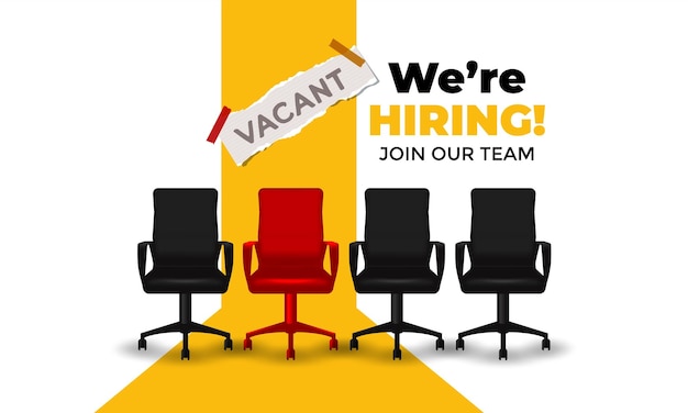 Vector hiring recruitment open vacancy design info label template we are hiring join our team announcement