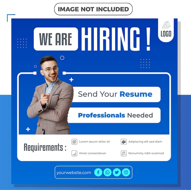 Hiring vacancy social media post or flyer cv resume business professional