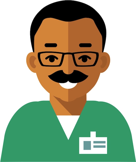 Vector hispanic indian doctor man avatar face icon flat style