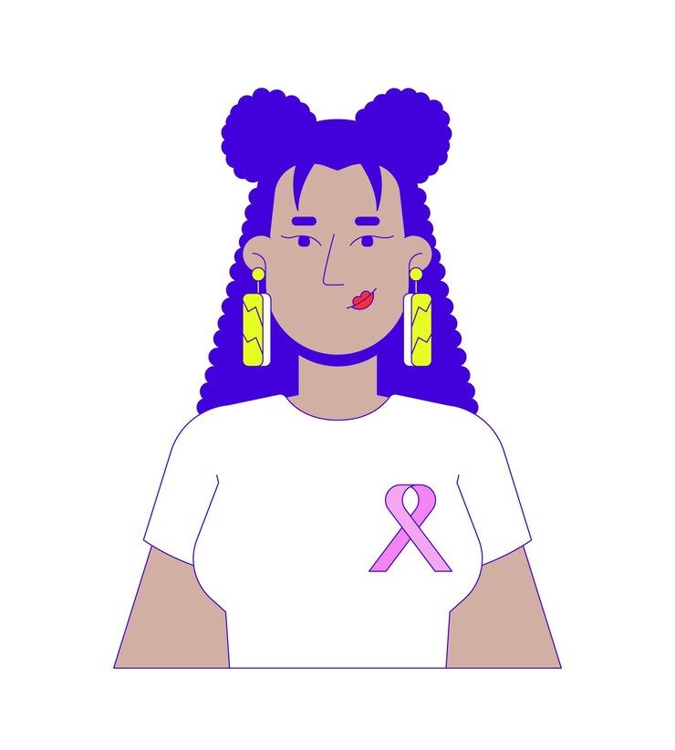 Vector hispanic woman wearing tshirt solidarity ribbon 2d cartoon character