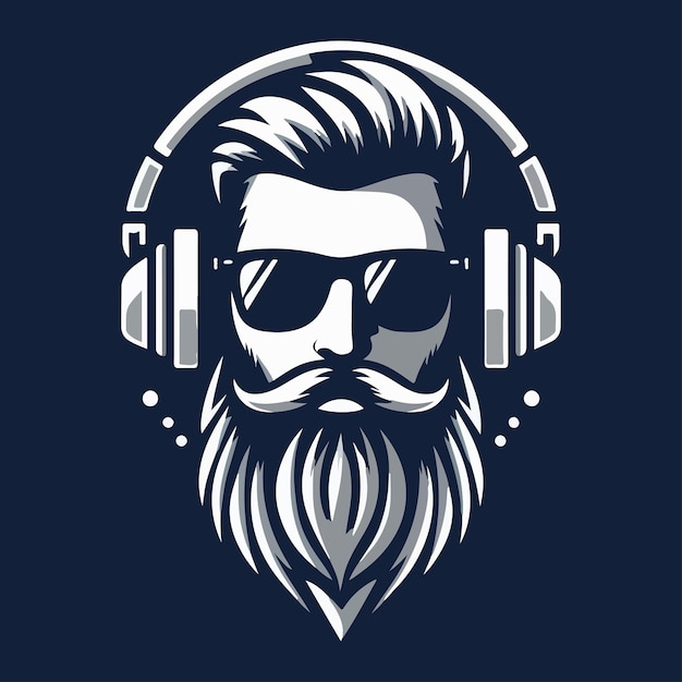 Hispter beard man with headphone