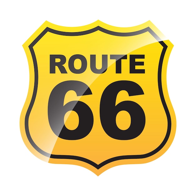 ルート66 (Route 66) はアメリカの道路標識である黄色いロードシールド (Yellow Road Shield) で十字架を象徴している