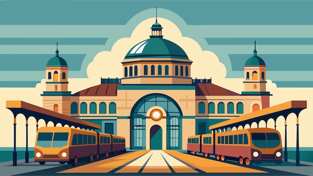 Vector the historic train station has been restored to its former glory with its grand dome ceiling and