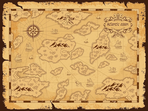 大西洋の歴史的宝物地図