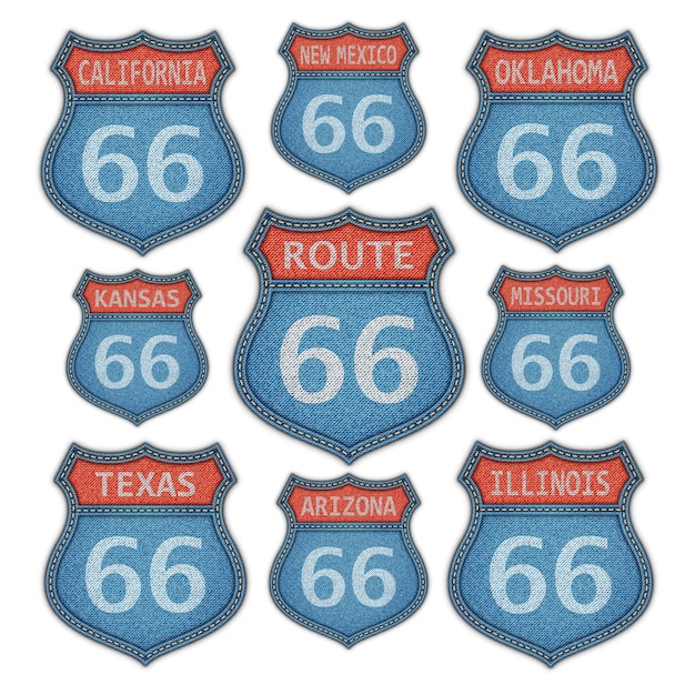 Vector historische route 66 denim